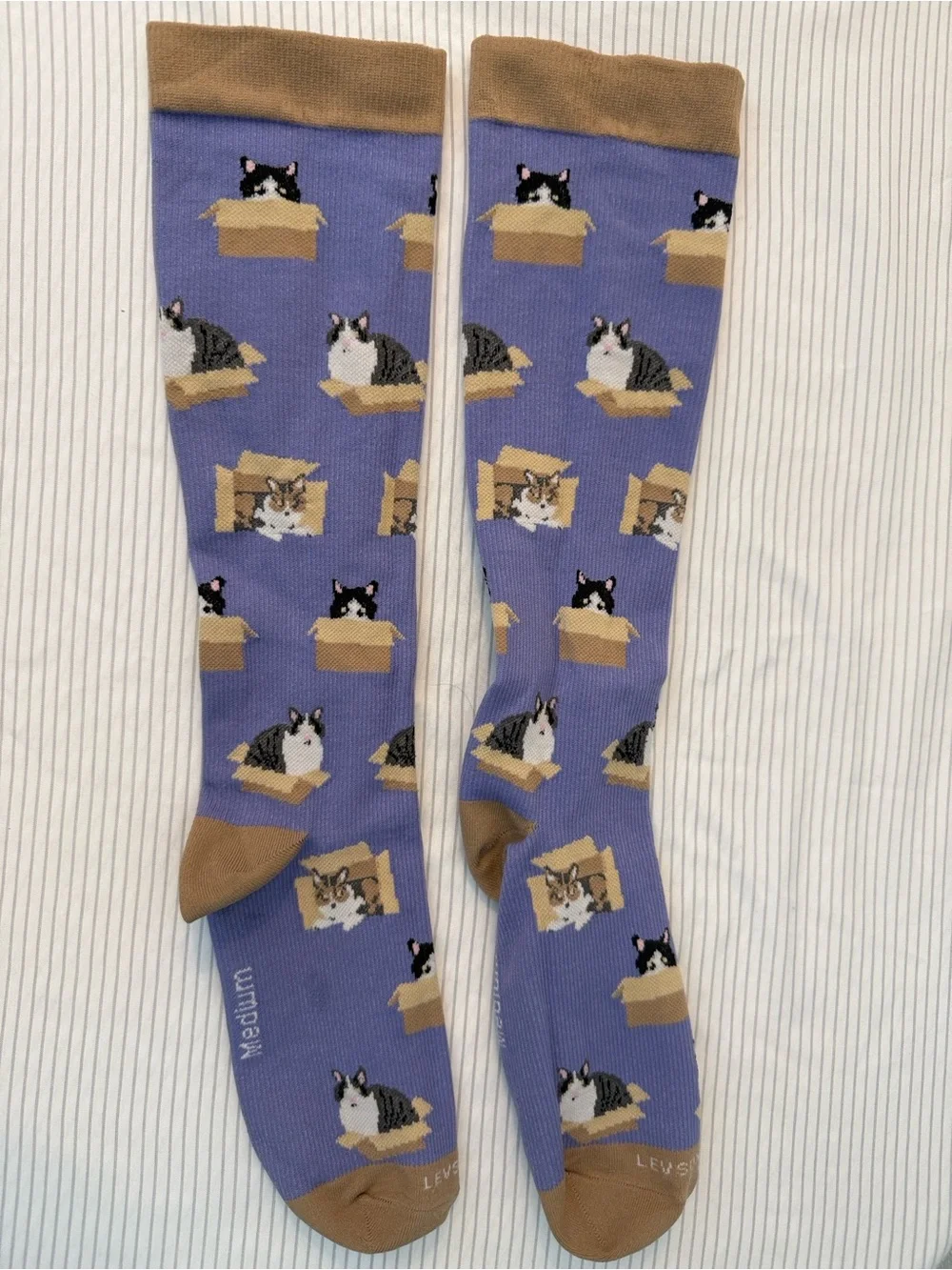 Cat-in-a-Box Purple Crew Socks - Medium